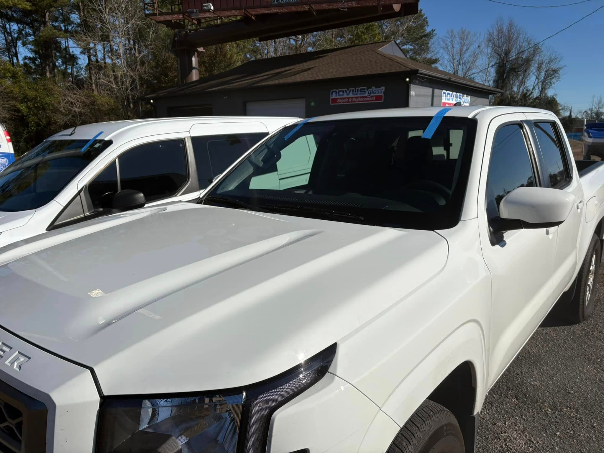 windshield — white truck — after