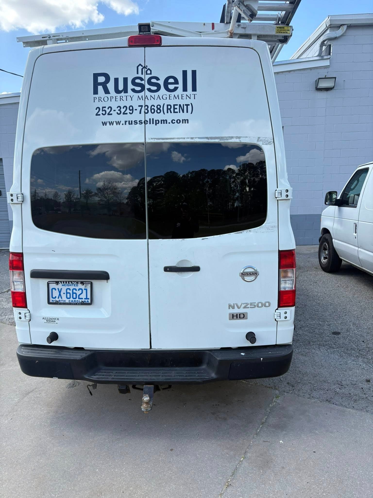 back glass — white van — after